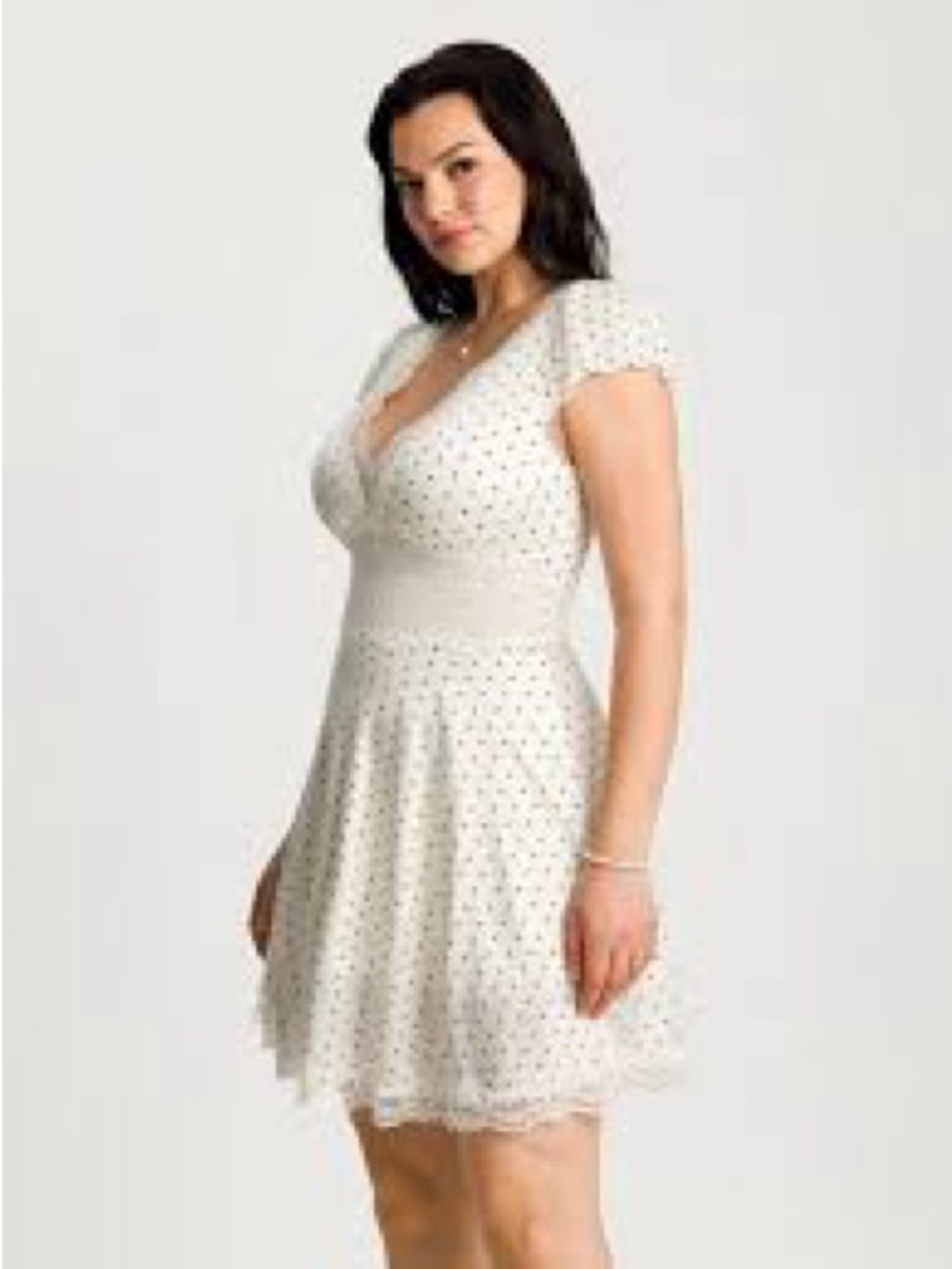Popilush Lace Trim Sculpting Fit & Flare Mini Dress